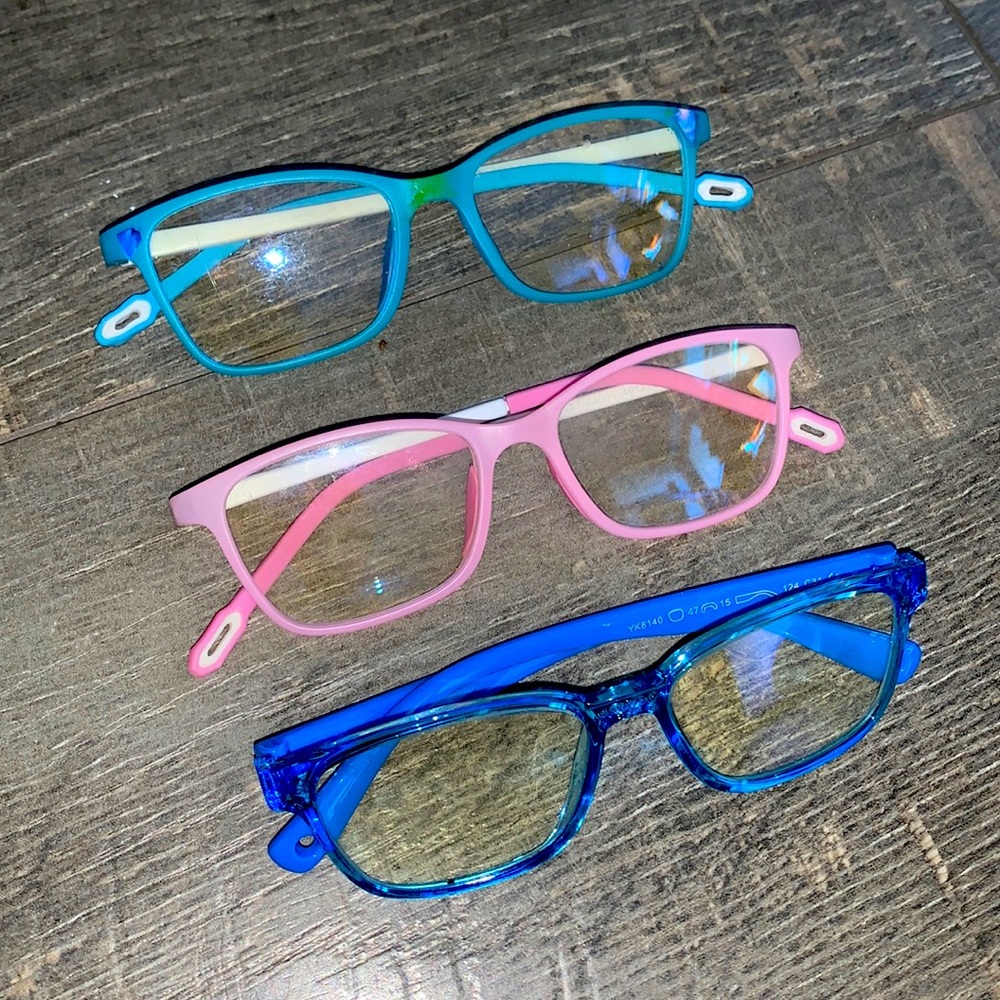 Three pairs of blue light glasses girl’s youth